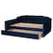 Baxton Studio Lennon Modern and Contemporary Navy Blue Velvet Fabric Full Size Daybed with Trundle 186-11467-Zoro - alternate 10